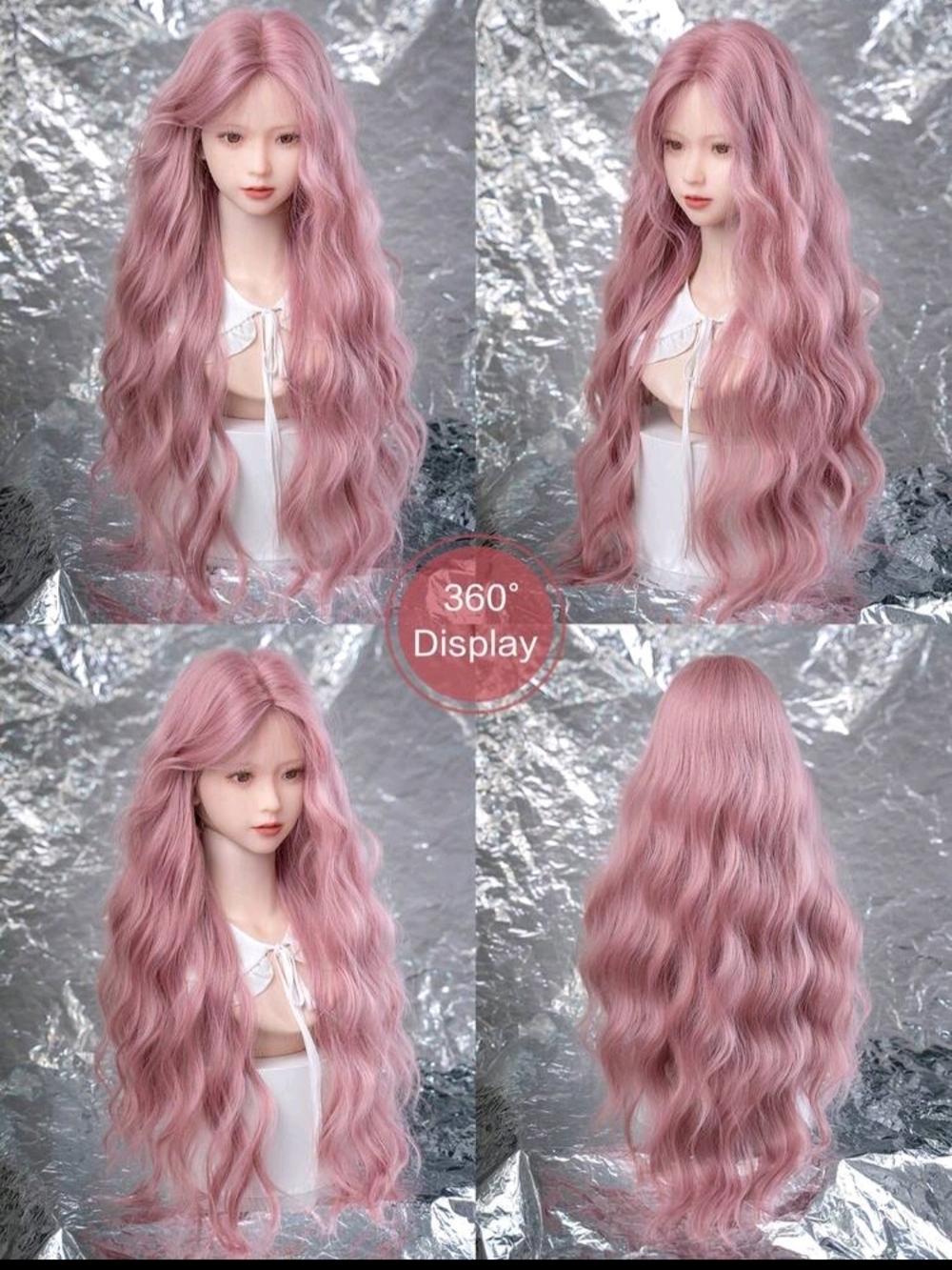 Long Wavy Pink Women's Fashion Wig - Soft Pastel Pink